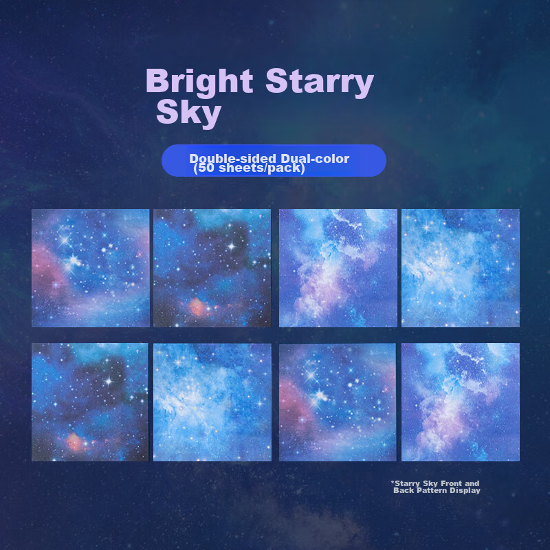 NVV Starry Sky Origami, 80g Thickened, 50 Sheets, 15*15cm, Paper Crane, Colored...