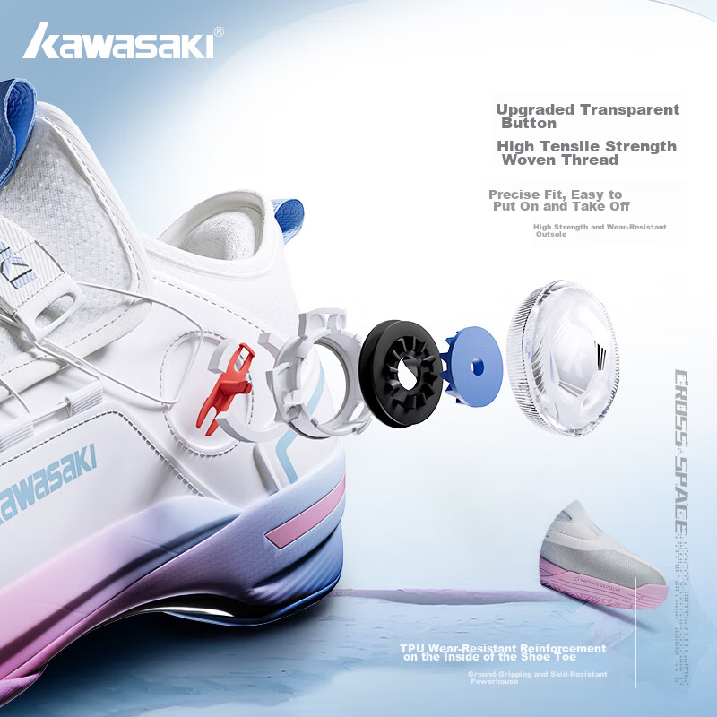 Kawasaki Badminton Shoes, Wear-Resistant Button Laces, Men's And Women's Sports...