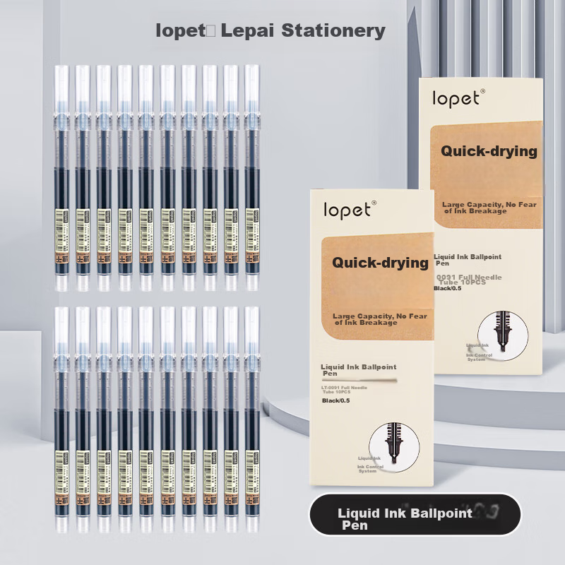 LOPET Rollerball Pen, Black Ink, 0.5mm, Quick-Drying, for Students' Exams, Writi...