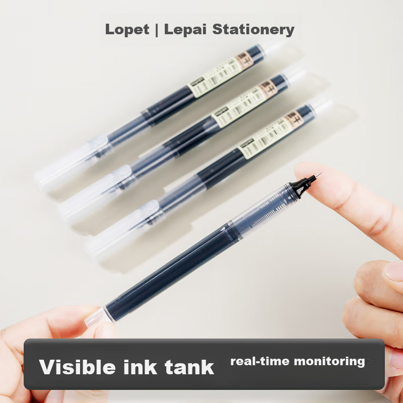 LOPET Rollerball Pen, Black Ink, 0.5mm, Quick-Drying, for Students' Exams, Writi...