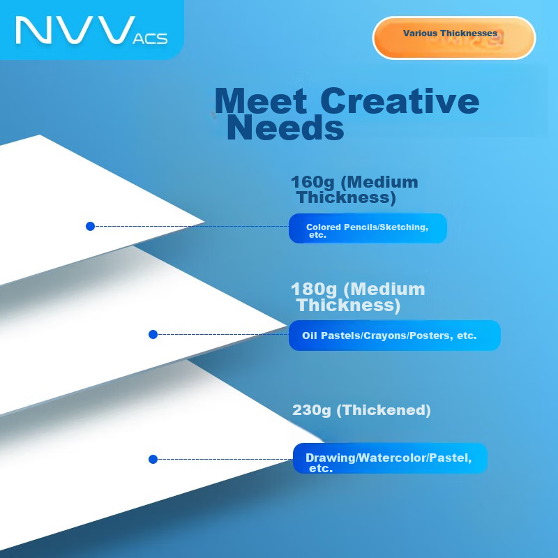 NVV 8K White Cardstock, 160g Thick Cardboard, for Children's Crafts, Origami, Co...