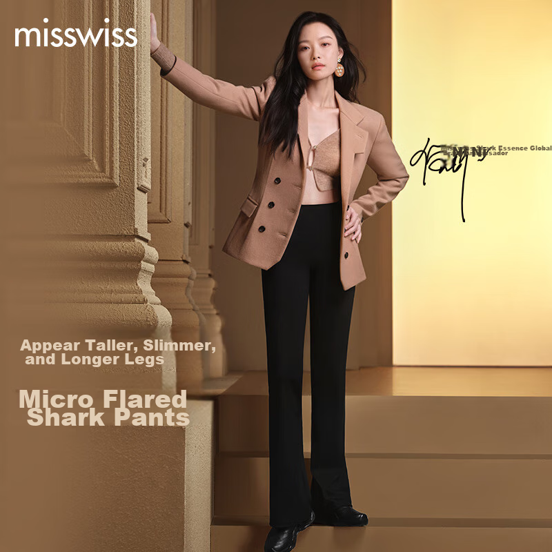 MissWiss Women's New High-Waisted Flared Yoga Pants, Black Casual Micro-Flare Tu...