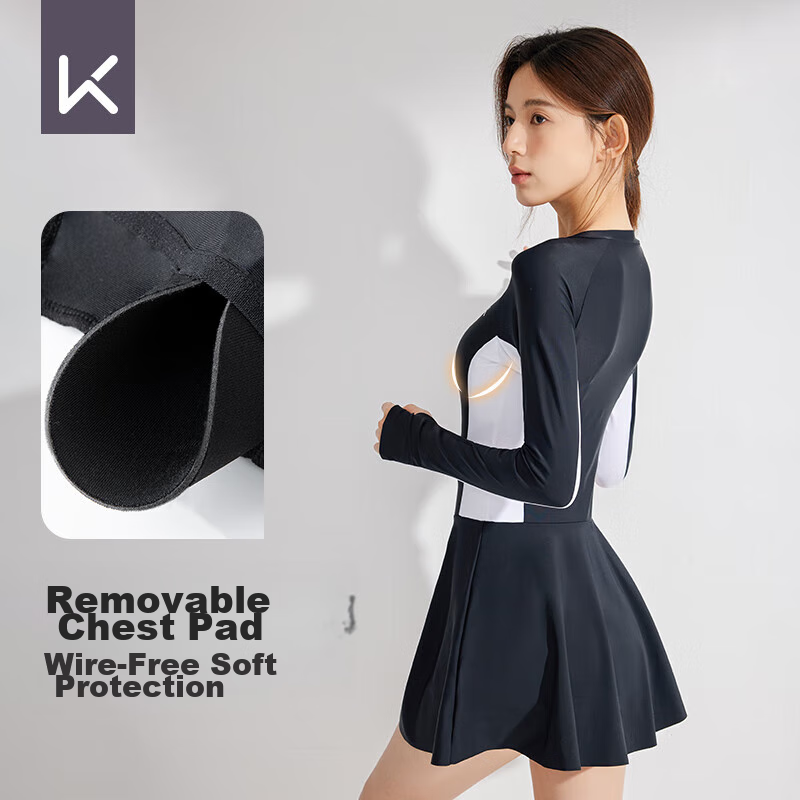 Keep Women's Long-Sleeve Professional One-Piece Swimsuit, Plus Size, Conservativ...