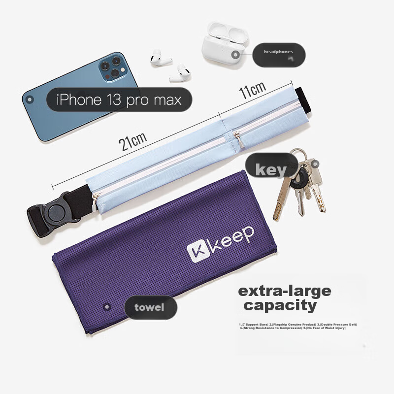 Keep Dual-Compartment Waterproof Running Waist Pack, Marathon Running Sports Pro...