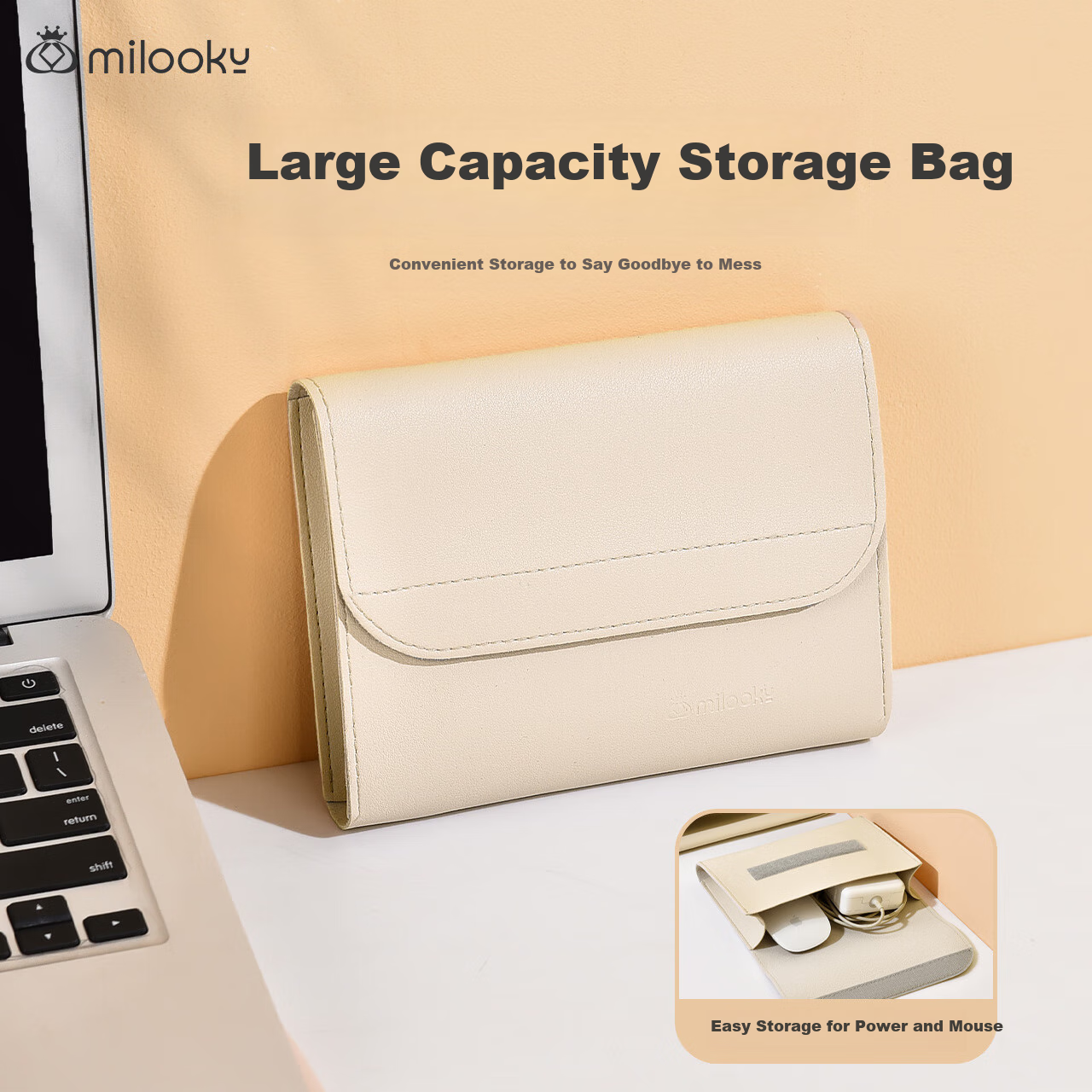 Milooky Notebook Power Mouse Storage Bag Portable Bag Computer Accessories Adapt...