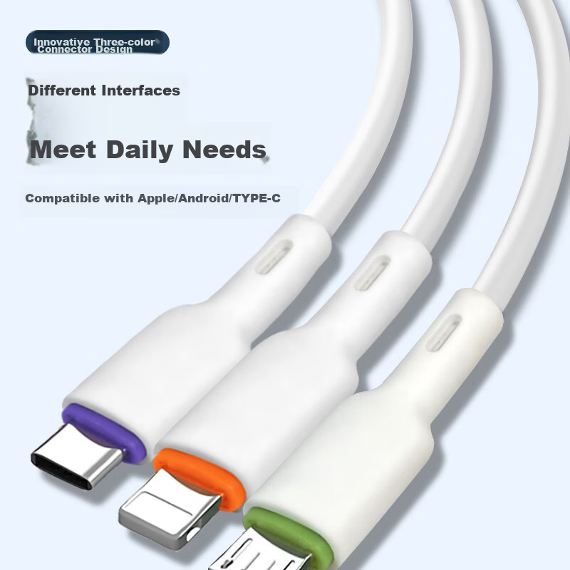 KOOLIFE  Three-In Data Cable Compatible with Apple Type-C, Android Phones, Charg...