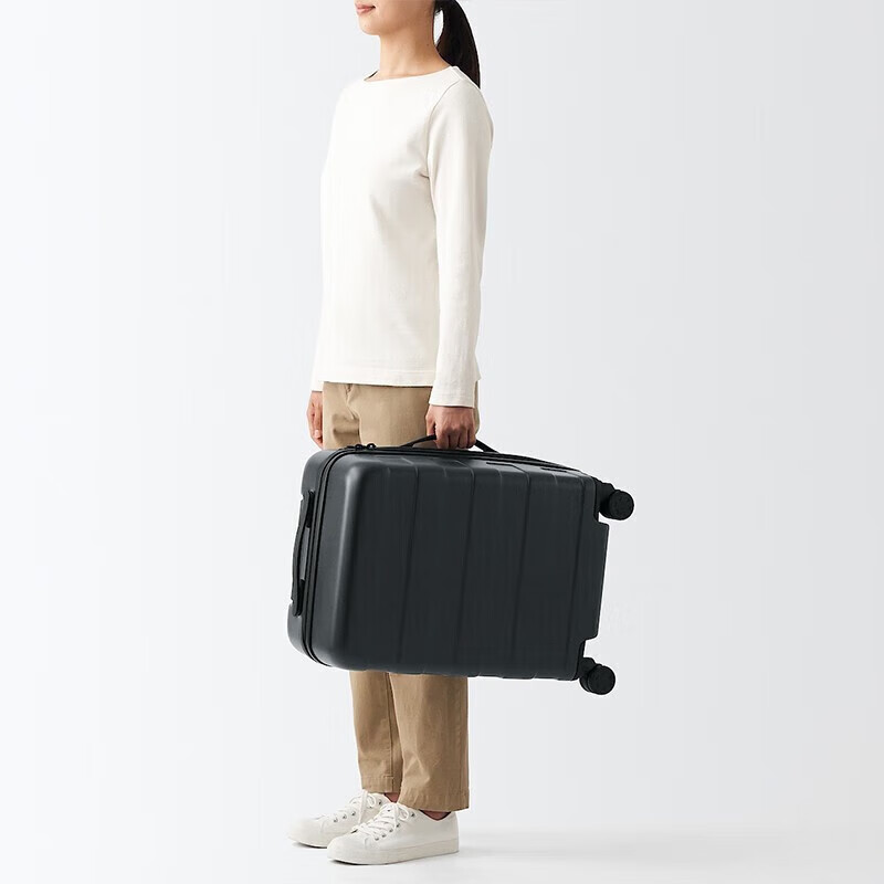 MUJI Adjustable Handle Height Hard Shell Suitcase (36L), Carry-On Luggage, Black