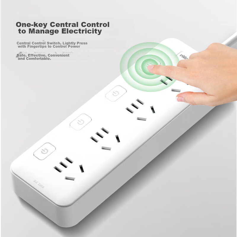 NVC Leishi Electric, 4-Outlet 1.8m Split Control Power Strip, Socket Extension C...