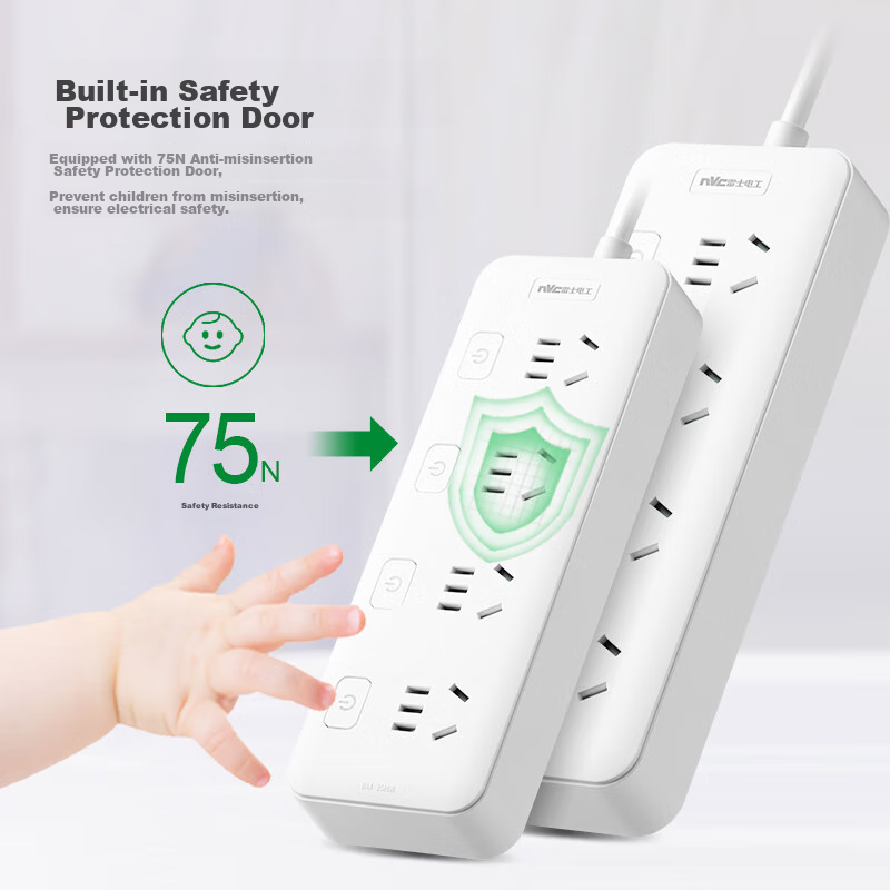 NVC Leishi Electric, 4-Outlet 1.8m Split Control Power Strip, Socket Extension C...