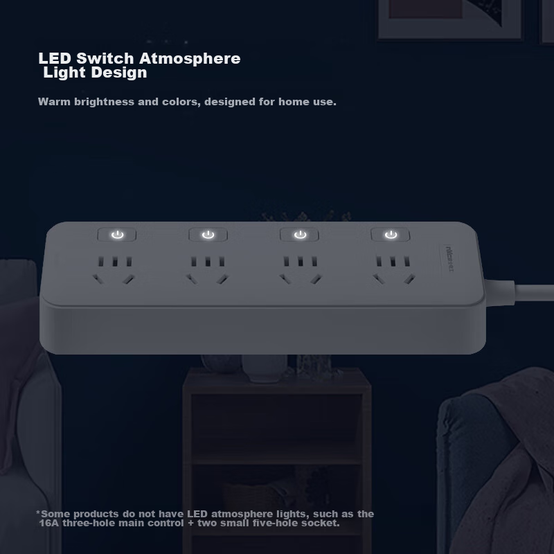 NVC Leishi Electric, 4-Outlet 1.8m Split Control Power Strip, Socket Extension C...