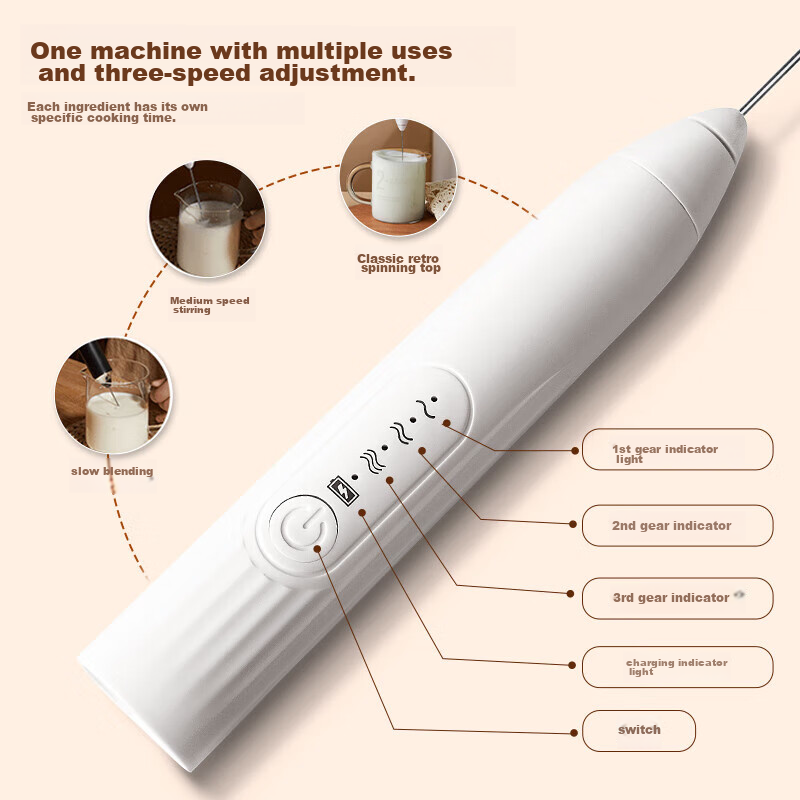 PAKCHOICE Electric Milk Frother, Coffee Foam Maker, Home Milk Frother, Handheld...