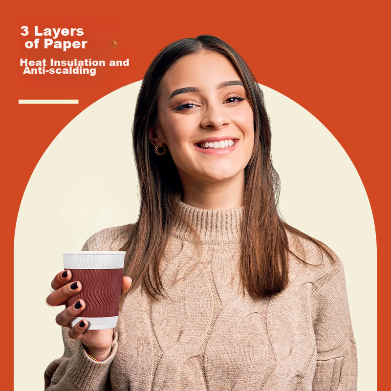 Deli 280ml Disposable Paper Cups, Cups/water Cups, Non-Slip Three-Layer Thickene...