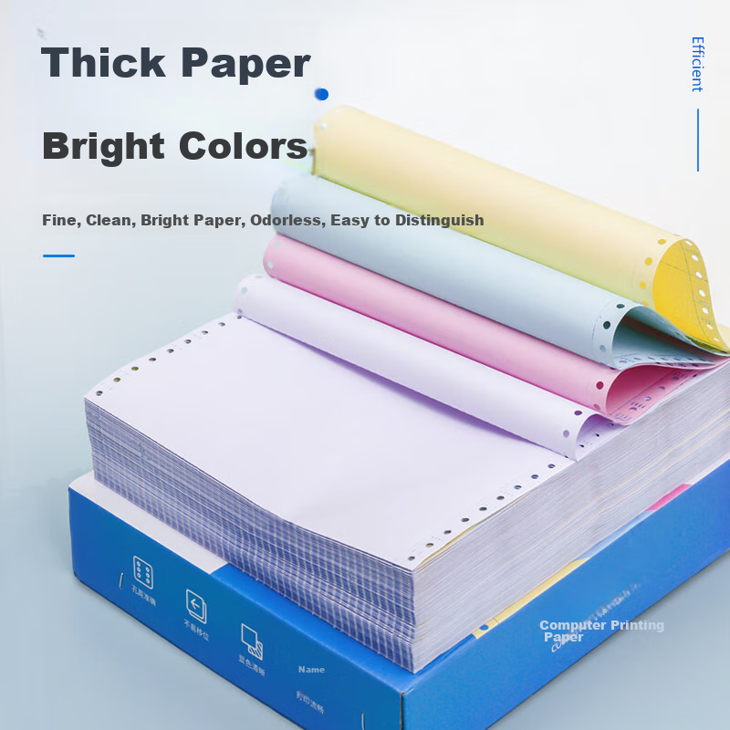 NVV Two-Part Three-Section Pin-Feed Printing Paper, Perforated Edge Computer Pap...