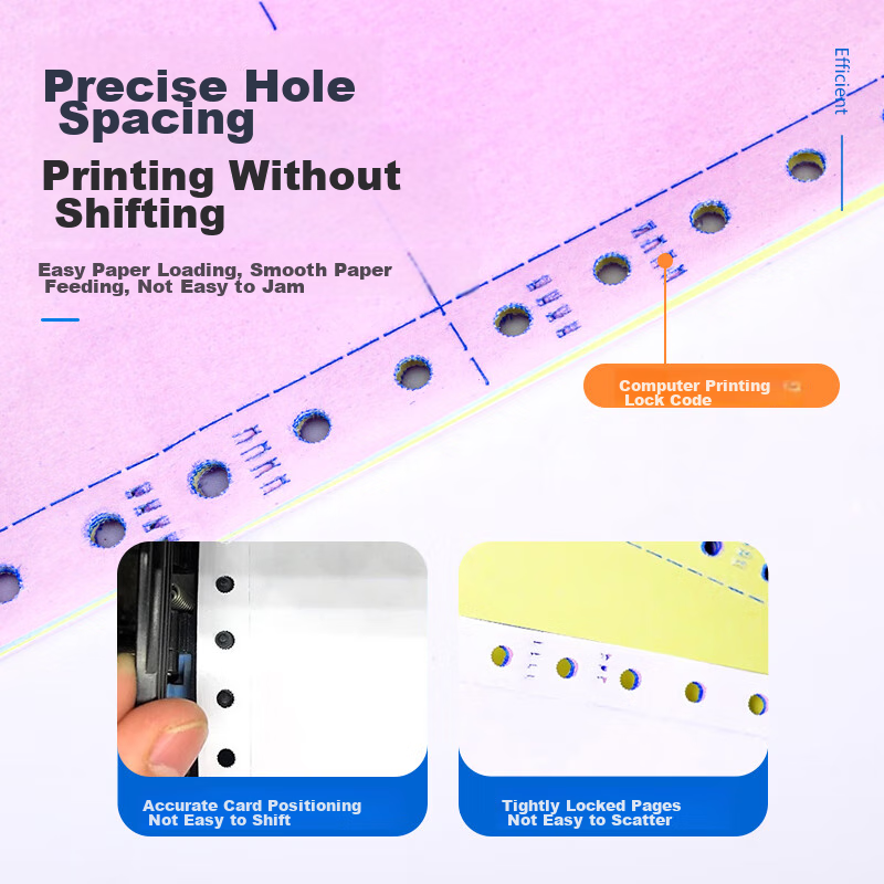 NVV Two-Part Three-Section Pin-Feed Printing Paper, Perforated Edge Computer Pap...