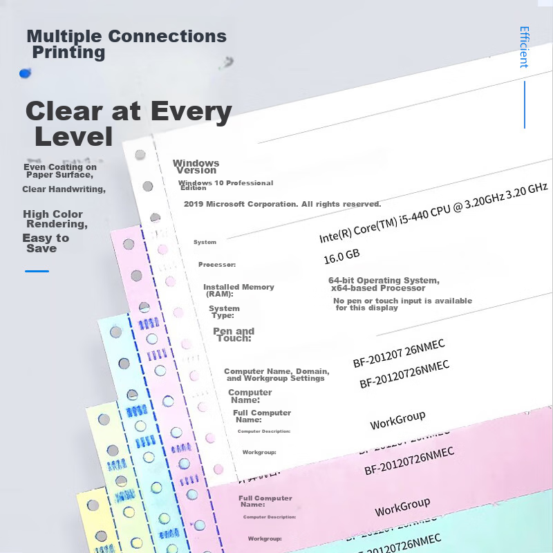 NVV Two-Part Three-Section Pin-Feed Printing Paper, Perforated Edge Computer Pap...