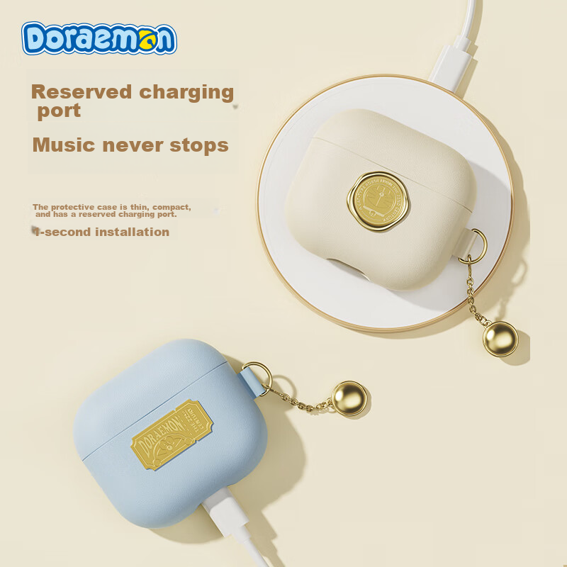 ROCK Doraemon Airpods 3/3rd Generation Protective Case, Apple Earphone Case, Lea...