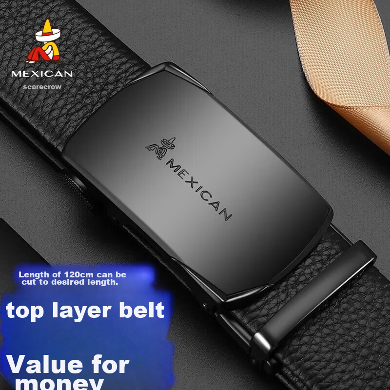 Scarecrow Men's Belt with Automatic Buckle, Genuine Top-Grain Leather, Business...