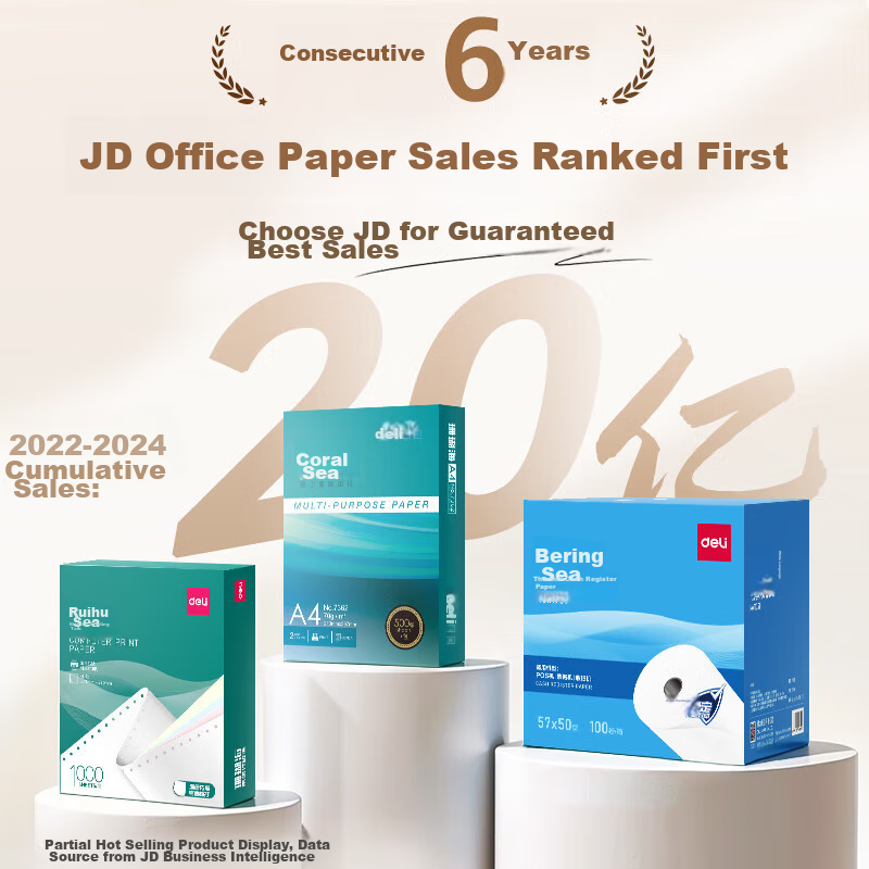 Deli Mint Sea A4 Printing Paper, 70g, 500 Sheets*8 Packs Per Box, Double-Sided C...