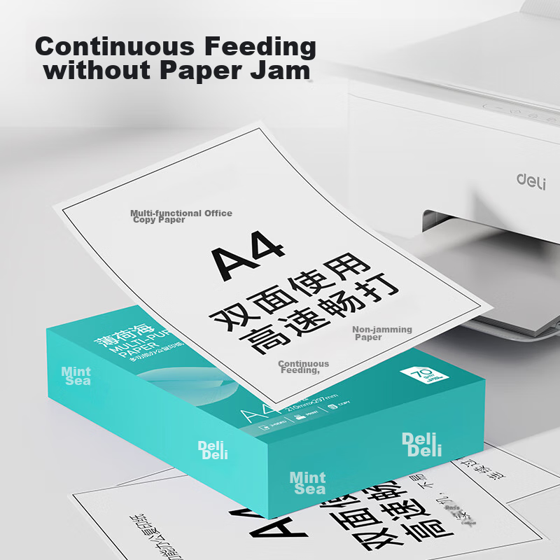 Deli Mint Sea A4 Printing Paper, 70g, 500 Sheets*5 Packs Per Box, Double-Sided C...