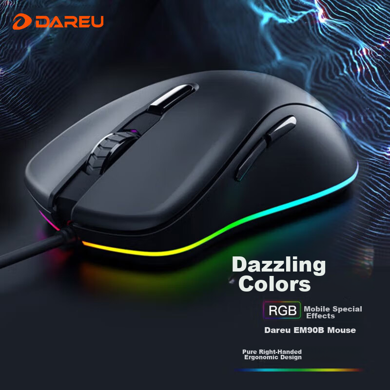 Dareu Pastoral Rainbow Edition EM908 Mouse, Gaming Mouse, Wired Mouse, E-Sports...