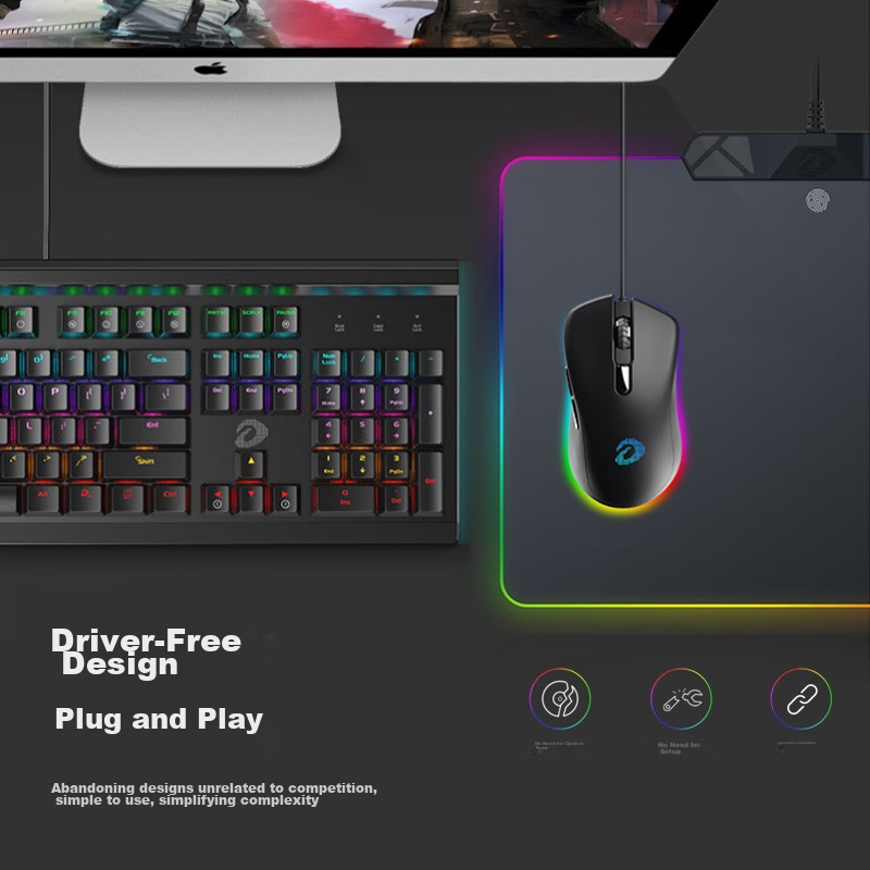 Dareu Pastoral Rainbow Edition EM908 Mouse, Gaming Mouse, Wired Mouse, E-Sports...