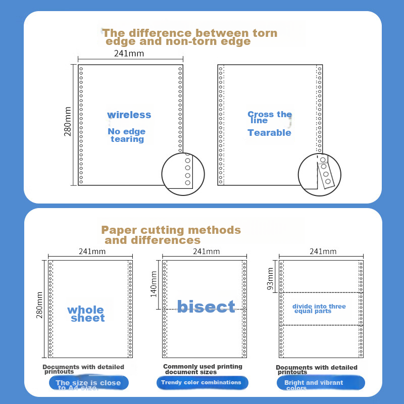 NVV Three-Part Two-Equal Division Pin-Style Printing Paper, Perforated Edge Comp...