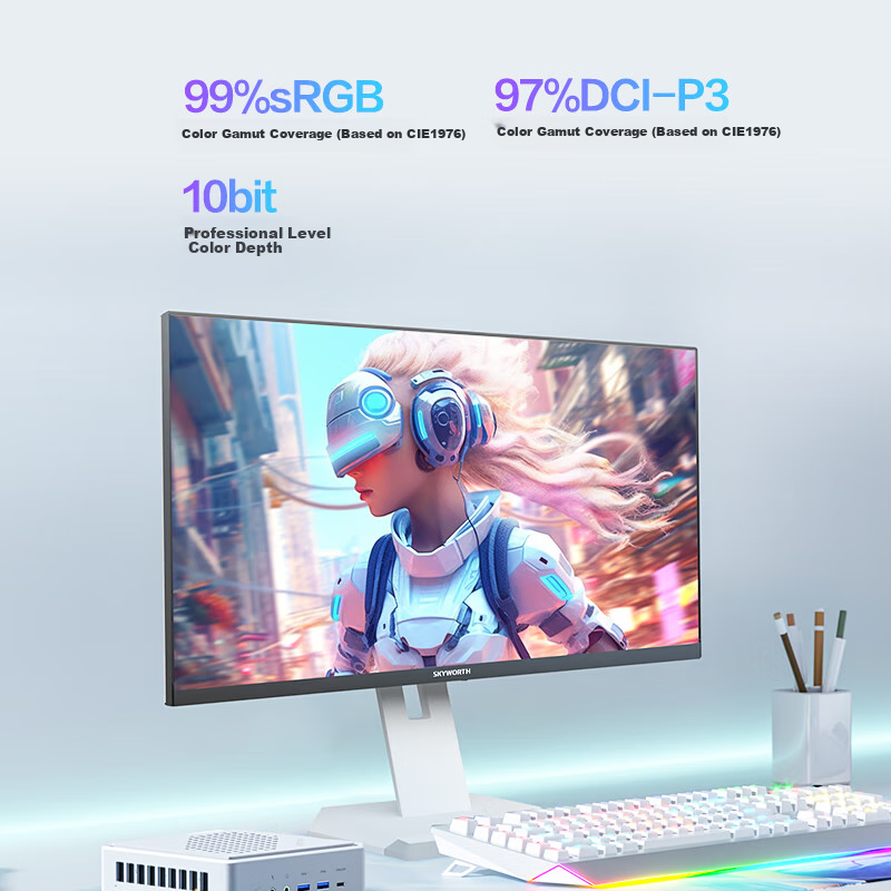 Skyworth 27-inch 4K Native 160Hz GTG 1ms 10.7 Billion Colors HDR400 Anti-Blue Li...