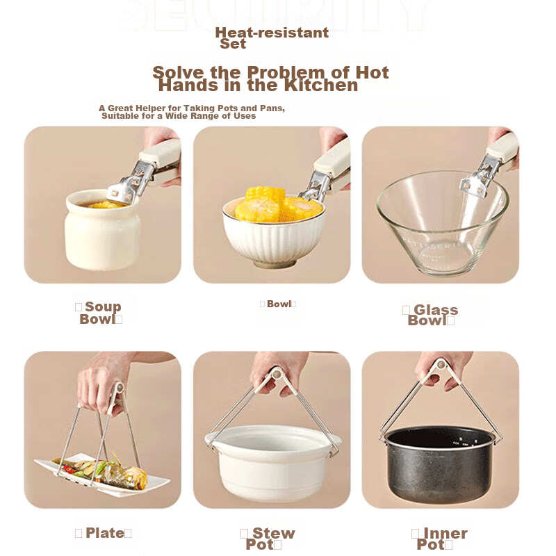Dipuer Heat-Resistant Bowl Clip, Plate Clip, Steamer Clip, Kitchen Heat-Proof Ha...