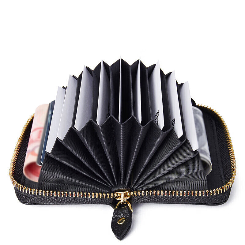 Bosidandun Men's Card Holder, Multi-Slot Mini Accordion Card Case, Leather Coin...