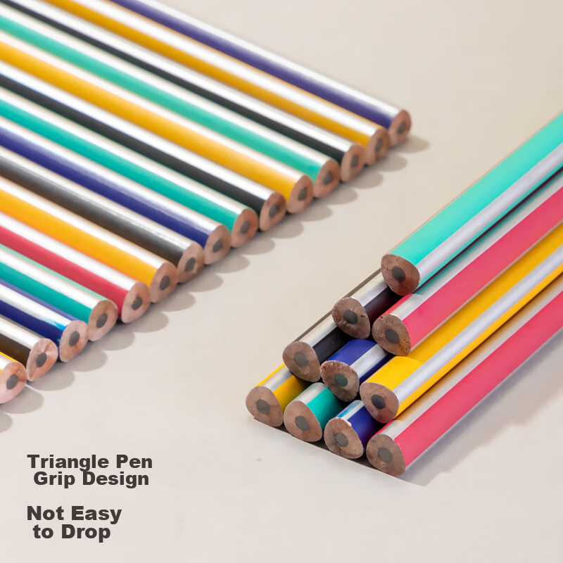 Deli 10 HB Colored Triangular Pencil with Leather Tip, Simple Packaging, Student...
