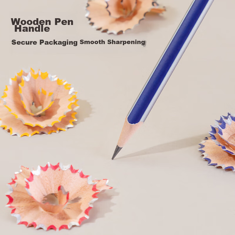 Deli 10 HB Colored Triangular Pencil with Leather Tip, Simple Packaging, Student...