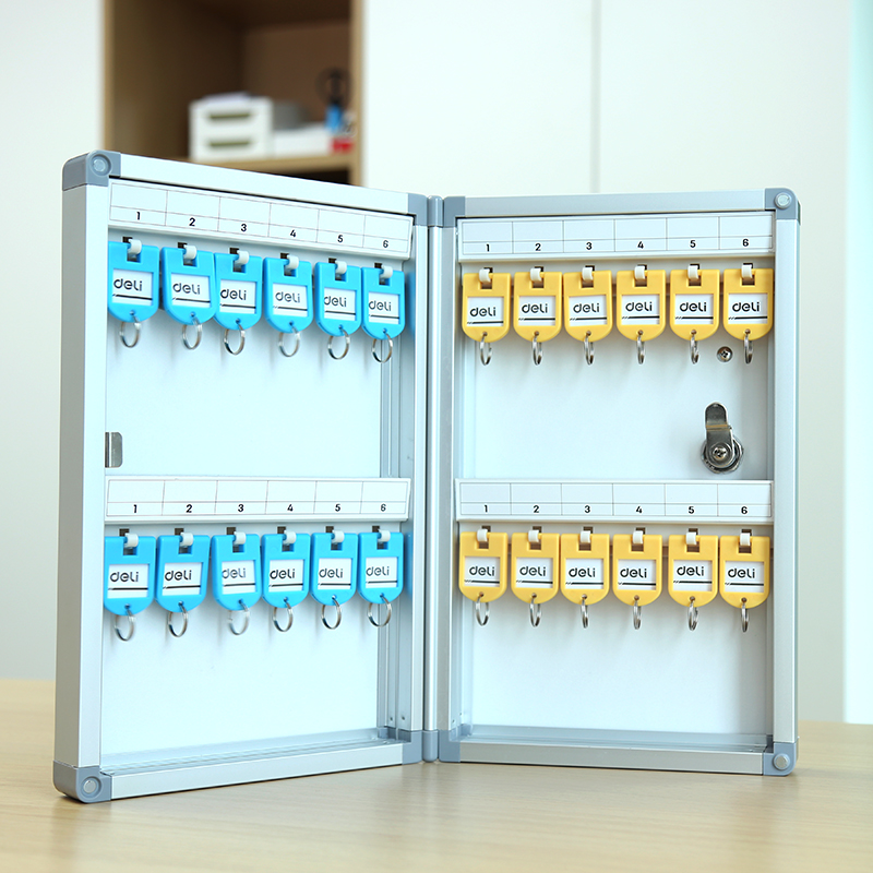 Deli 24-Slot Aluminum Alloy Key Management Box, Lockable Key Organizer Storage C...
