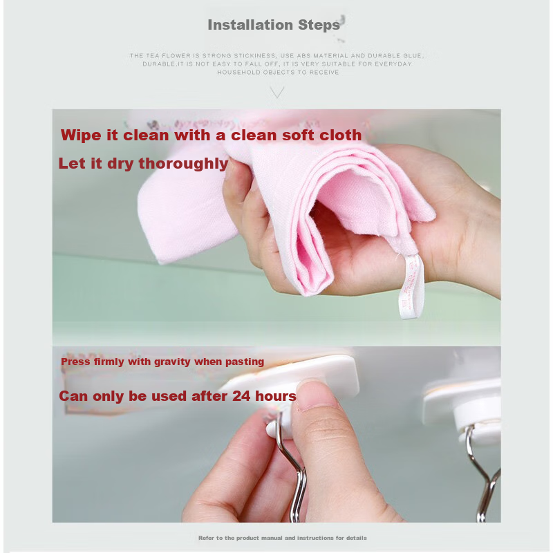 Camellia Hook Stickers, No-Nail Bathroom Door Adhesive Hooks, Shower Room Towel...