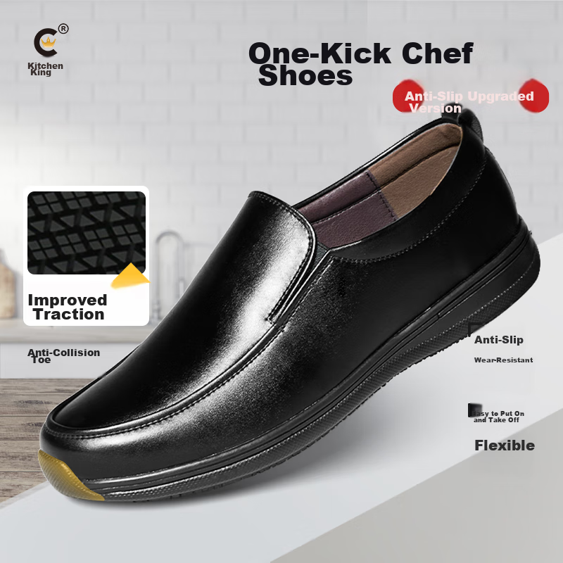 Chuwang Chef Shoes, Non-Slip Upgraded Slip-On Kitchen Work Shoes, Water-Resistan...