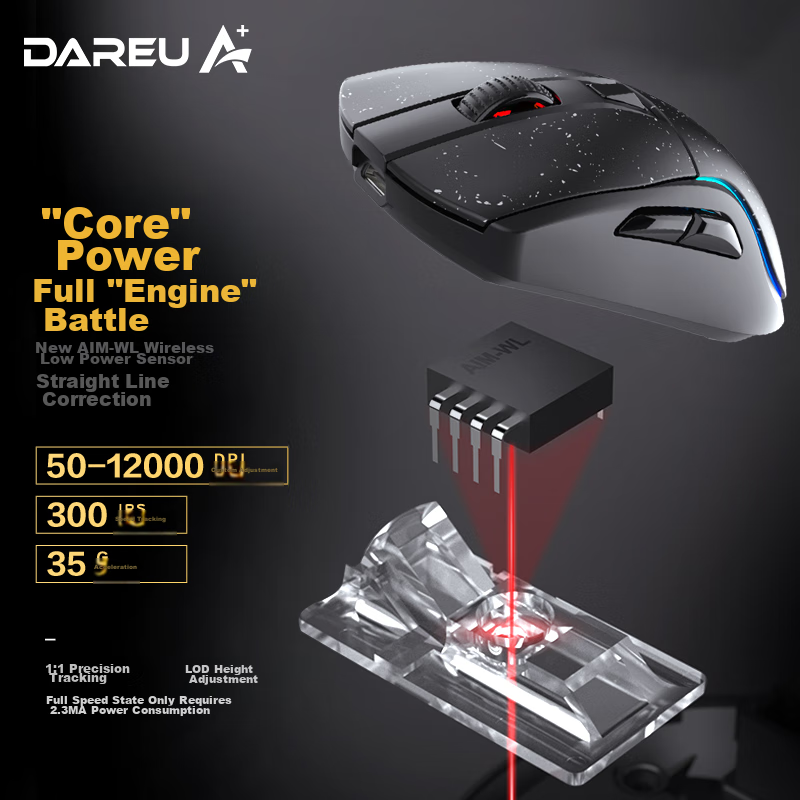 Dareu A950 Starry Sky Edition Wireless Wired Bluetooth Tri-Mode Gaming Mouse for...