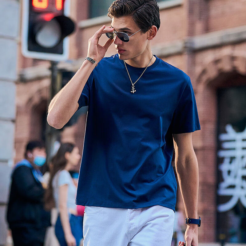 Mr. Bu Spring And Summer Short-Sleeve T-Shirt for Men, Pure Cotton Plain White T...