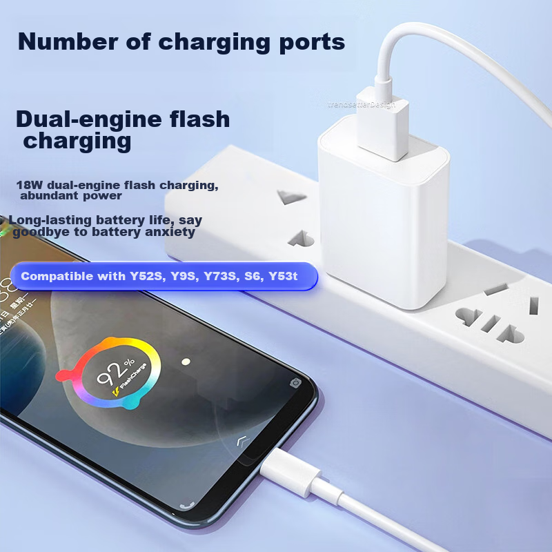 Chuanfan Suitable for VIVO Charger 18W Fast Charging Data Cable Set, S6, Y9S, Y5...