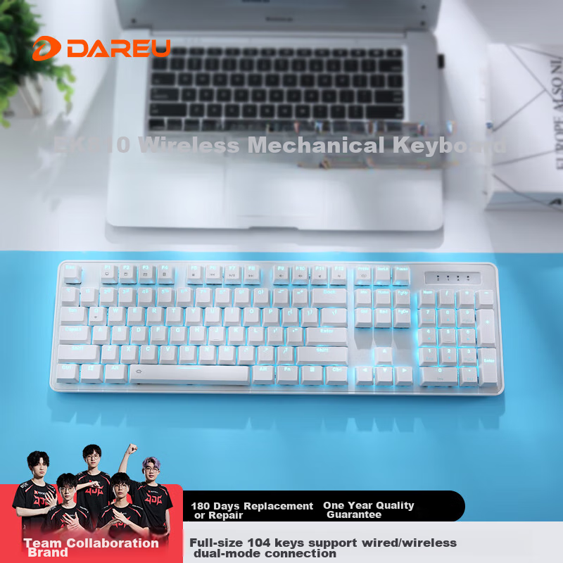 Dareu EK810 Dual-Mode Wireless Keyboard, Mechanical Keyboard, Laptop Gaming Keyb...