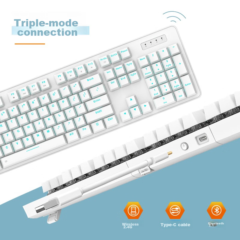 Dareu EK810 Tri-Mode Wireless Keyboard, Mechanical Keyboard with Bluetooth 2.4,...