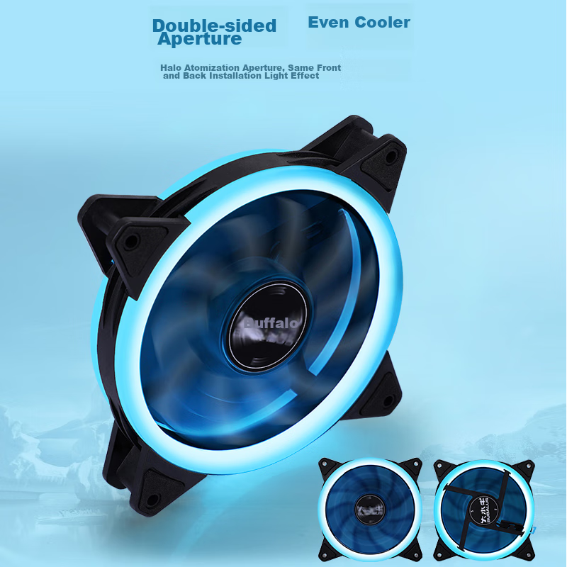 BUBALUS Ice Blue 12CM Case Fan (Cool Blue Light, Air Cooling, Hydraulic Bearing,...