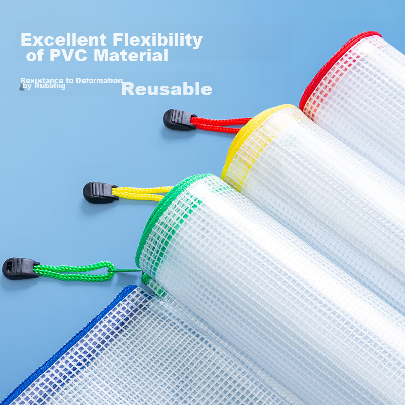 Chenguang (M&G) Stationery, 5 A4 Transparent Mesh Zipper Bags, Office Document W...