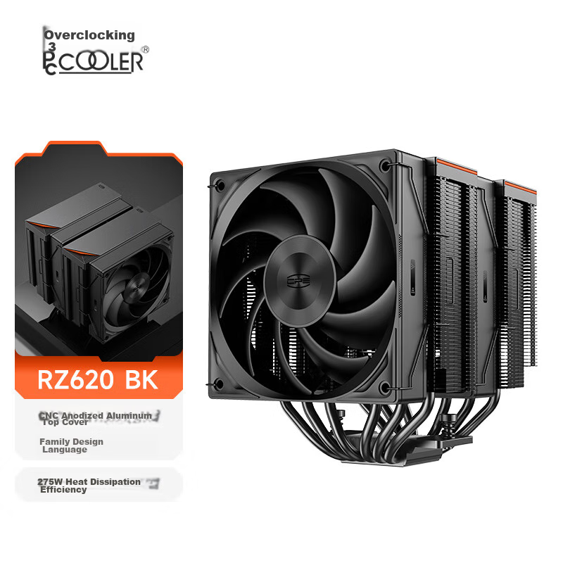 PCCOOLER Zhen RZ620 Black CPU Air Cooler (6 Heat Pipes, Dual Tower, 3-Speed Fan...