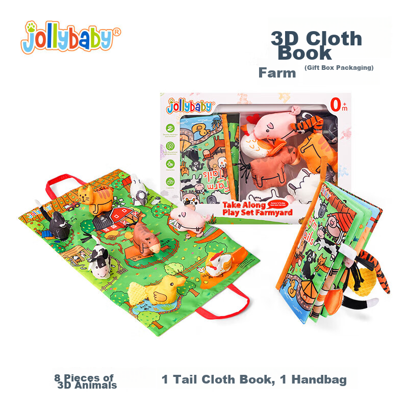 Jollybaby 0-1 Year Old Baby Touch And Feel 3D Cloth Book Gift Box, Early Educati...