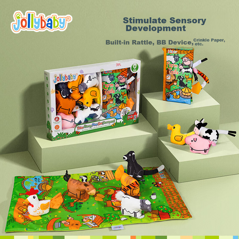 Jollybaby 0-1 Year Old Baby Touch And Feel 3D Cloth Book Gift Box, Early Educati...