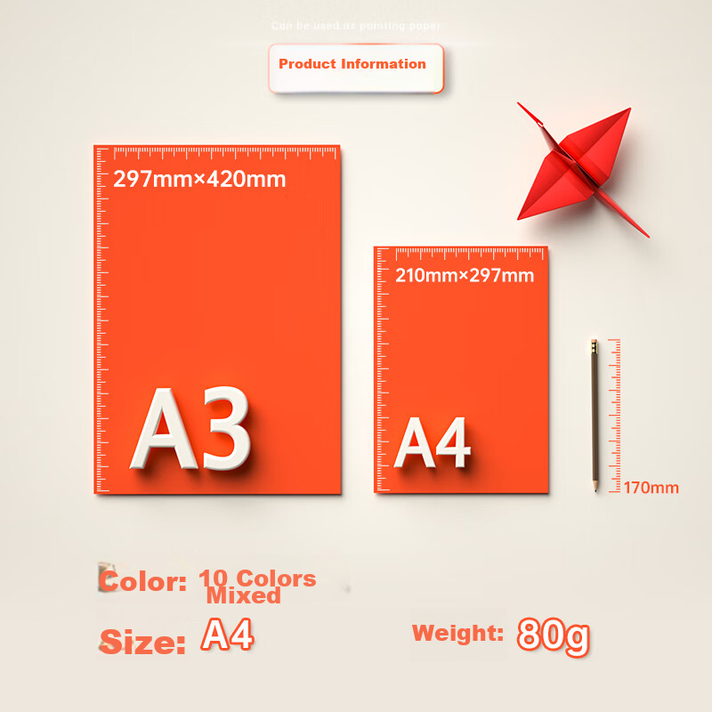 Deli A4 80g 10-Color Mixed Copy Paper Colored Paper, Colored Printing Paper, Chi...