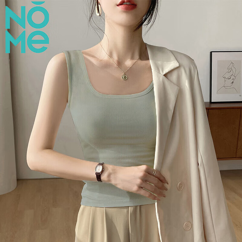 NOME NOME Women's Spaghetti Strap Tank Top Spring Summer New Ribbed Outer Wear I...