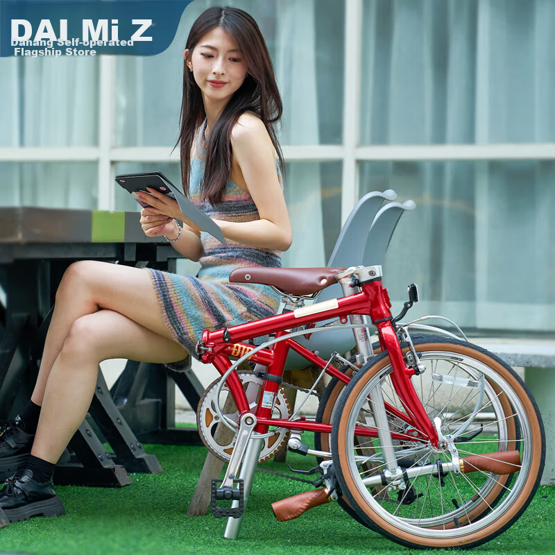 DAHON D10 Folding Bicycle, 20-Inch, 10-Speed, Adult Retro Bike, HAC003, Pomegran...