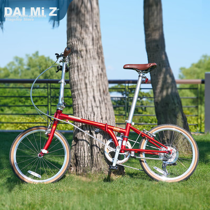 DAHON D10 Folding Bicycle, 20-Inch, 10-Speed, Adult Retro Bike, HAC003, Pomegran...