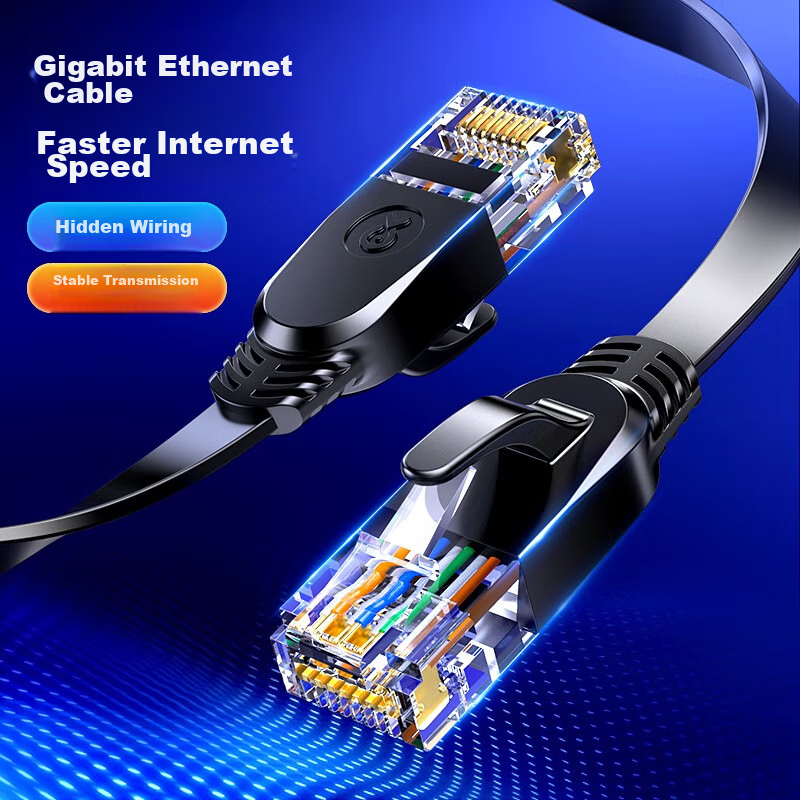 Biaze CAT6 Gigabit Pure Copper Flat Ethernet Cable, 10 Meters, Gigabit Network C...