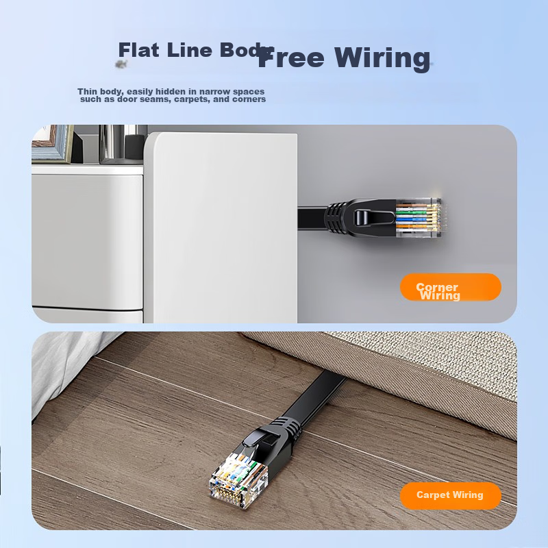 Biaze CAT6 Gigabit Pure Copper Flat Ethernet Cable, 10 Meters, Gigabit Network C...